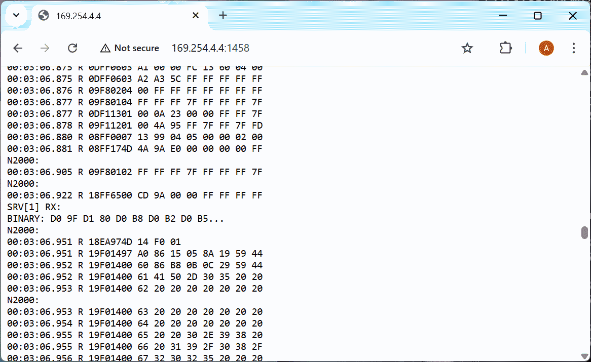 Ethernet Gateway debug output